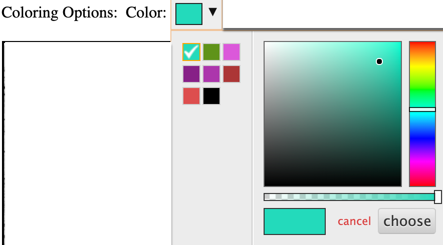 Visual of Color Palette Area